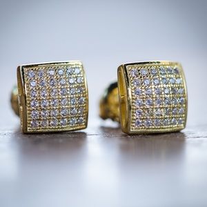 Mens Hip Hop Gold Hip Hop Screw Back Earrings